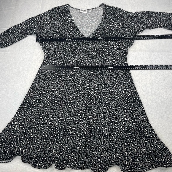 Leota Dress Womens PXXL Petite Plus Grey‎ Animal Print Leopard V-Neck Stretch - Picture 4 of 10